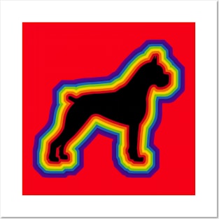 LGBTQ+ rainbow Boxer dog silhouette Posters and Art